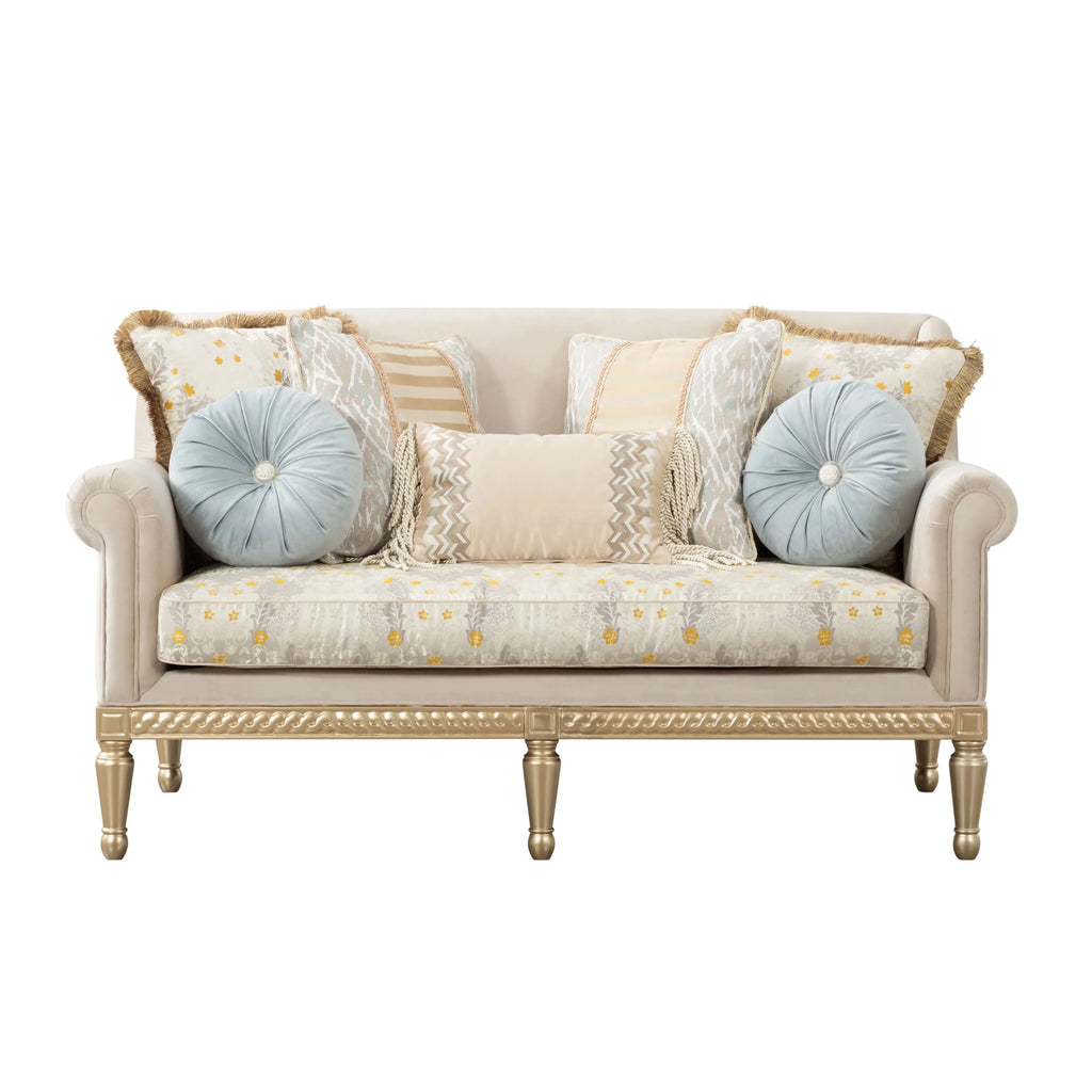 84 Modern Velvet Sofa Set, 3 Seater Couch with Loveseat for Living Room, Apartment, Beige