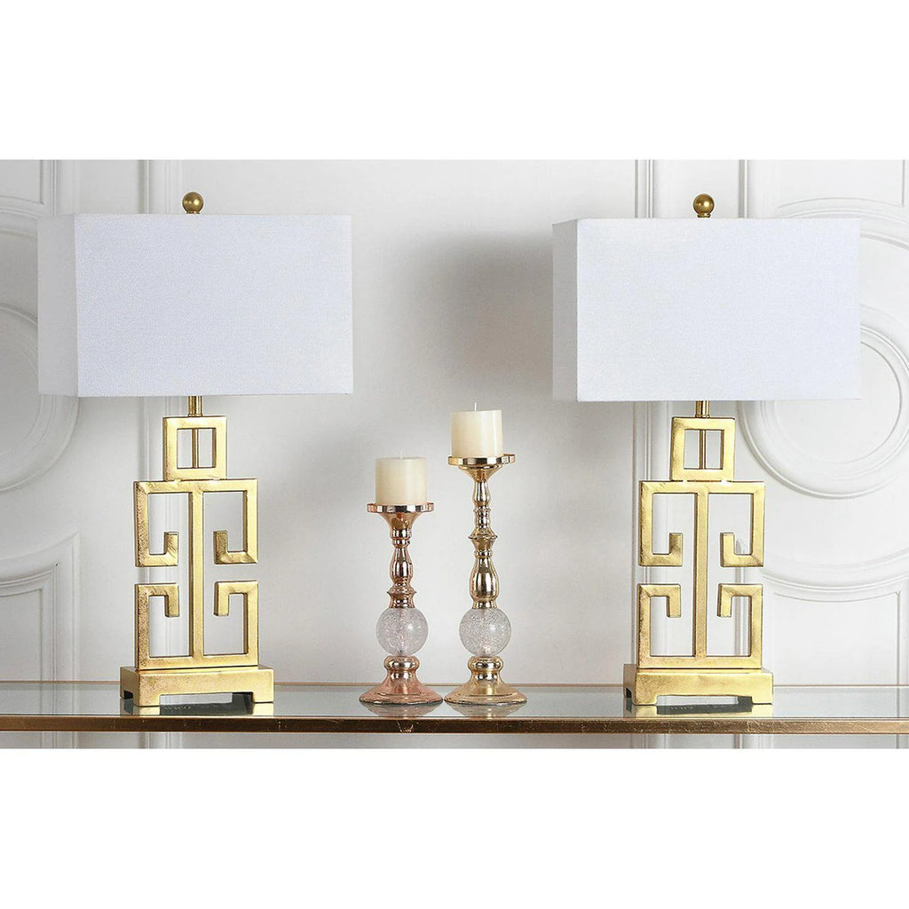 Safavieh 29 in. H Greek Key Geometric Glam Table Lamp， Set of 2