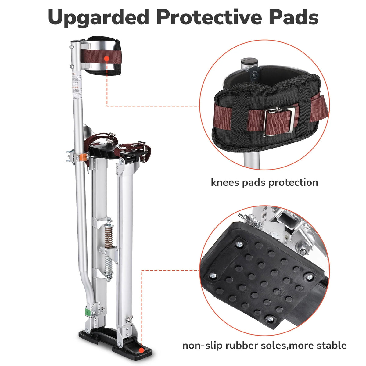 Yescom Drywall Stilts 24-40 Adjustable Aluminum Tool Stilt with Knee Pad Protection for Painting Painter Taping Silver