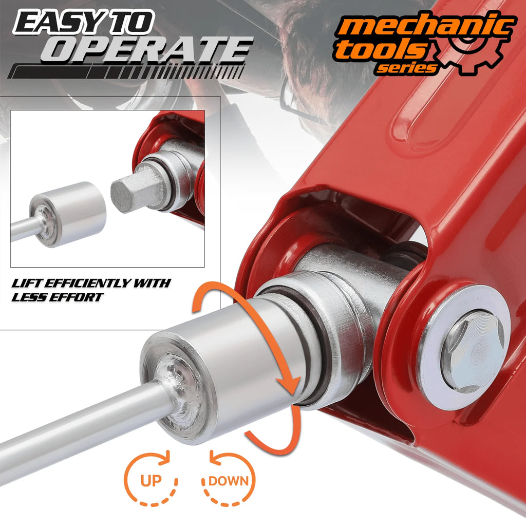 M-AUTO Set of 2 Scissor Jack, 2.5 Ton 5000lbs Heavy Duty Car Jack Tire Repair Tools Kit, RV Trailer Stabilizer Leveling Scissor Jacks with Handle, Red