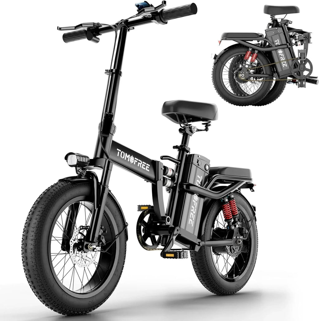 T1 Electric Bike for Adults 1200W Motor, 31MPH, 48V 20AH Folding E-Bike,16 * 3 Tire Mountain Snow Bike LED Display 330lbs Load Capacity - Tomofree Black