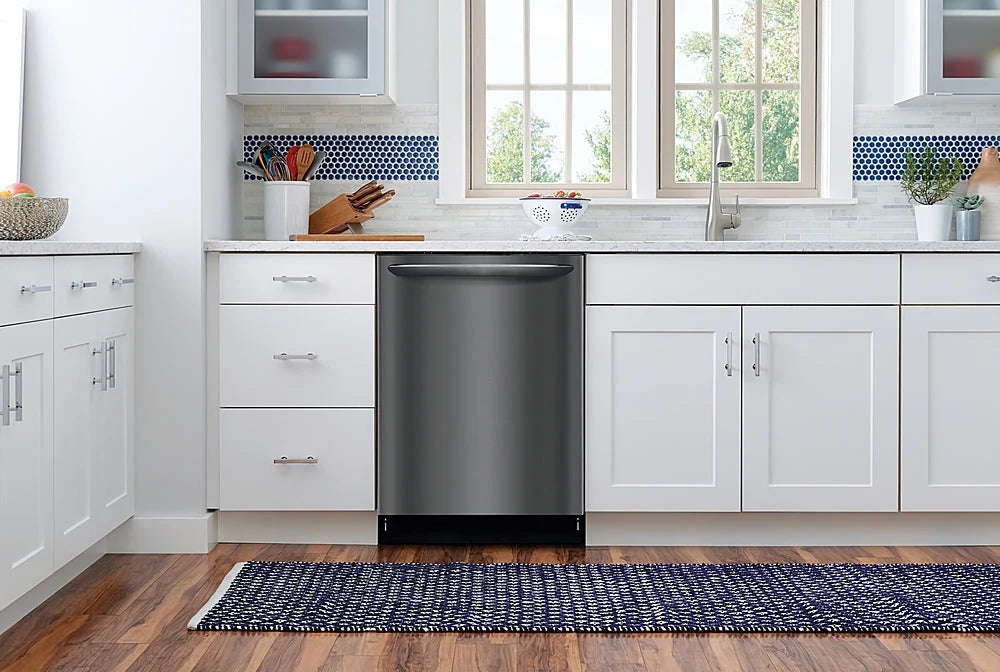 Frigidaire - Gallery 24 Compact Top Control Built-In Dishwasher with Stainless Steel Tub, 3rd Rack, 49 dBA - Black stainless steel