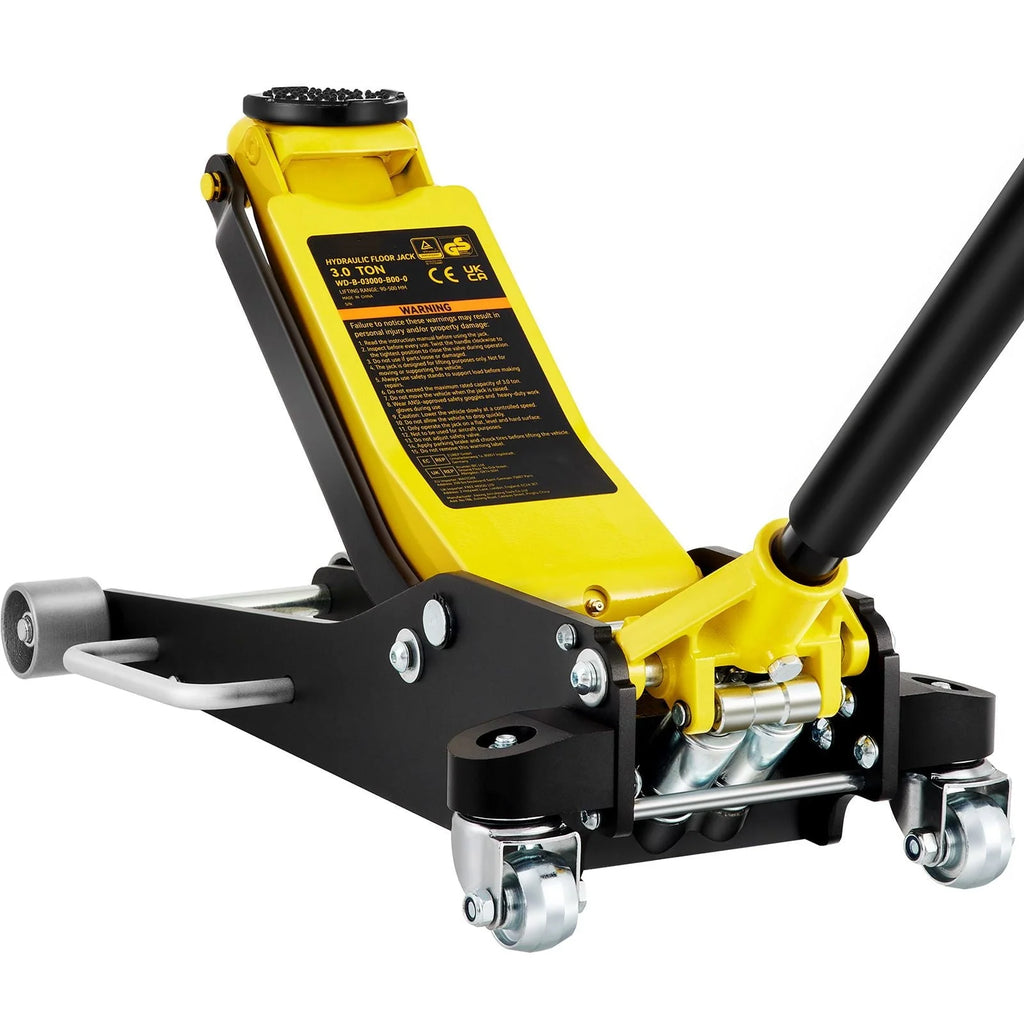 BENTISM Low Profile Floor Jack 3 ton (6600 lbs), Aluminum and Steel Hydraulic Racing Floor Jack, Dual Piston Quick Lift Pump, 19-11/16-3-6/11 Height Lifting Range, Yellow+Black