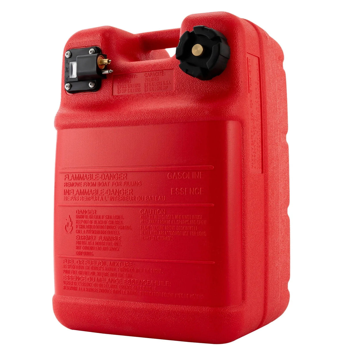 Portable Boat Outboard Fuel Tank, 24L 6 Gallon Marine Outboard Motor Fuel Tank, Anti-Static, Anti-Aging, External Interface, Plastic Fuel Tank for Inflatable Boat, Dinghy, Canoe or Kayak (Red)