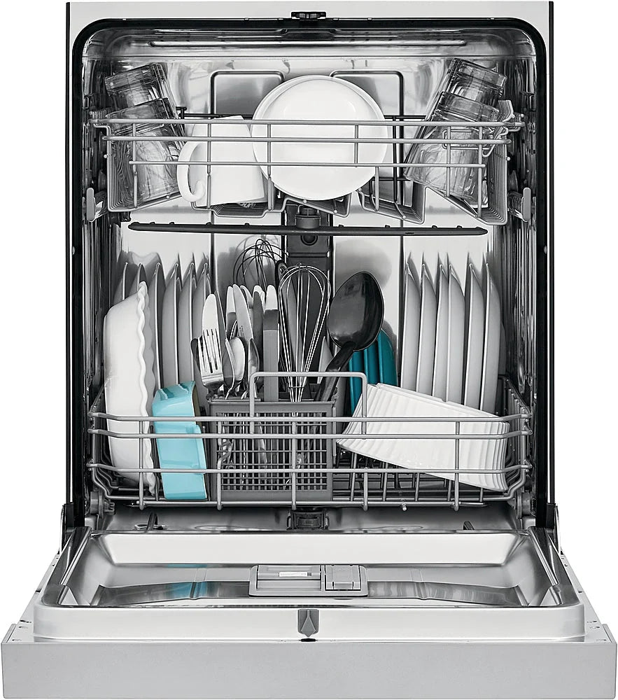Frigidaire - 24 Compact Front Control Built-In Dishwasher with Stainless Steel Tub, 52 dBA - Stainless steel