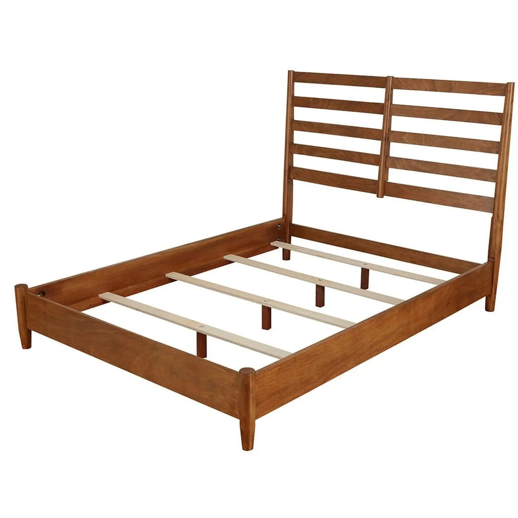 Home Square 4 Piece Set with Small TV Console Full Wood Bed & Large Nightstand