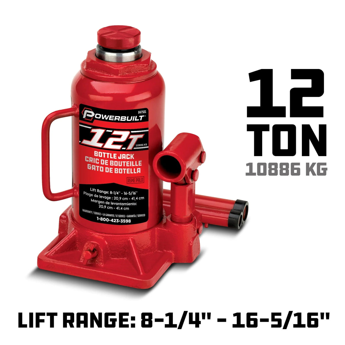Powerbuilt 12 -Ton Bottle Jack - 647501