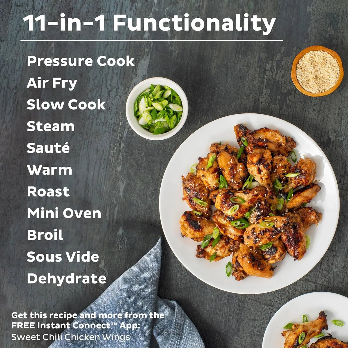 Instant Pot Duo Crisp 11-in-1 Air Fryer and Electric Pressure Cooker Combo with Multicooker Lids that Fries, Steams, Slow Cooks, Dehydrates,Free App With Over 800 Recipes, Black/Stainless Steel, 8QT