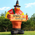 DomKom 8FT Thanksgiving Inflatable Turkey Outdoor Decor - Turkey and Vegetables Blow Up with Lights for Yard, Fun Autumns Fall Harvest Happy Thanksgiving Holiday Inflatable Decoration