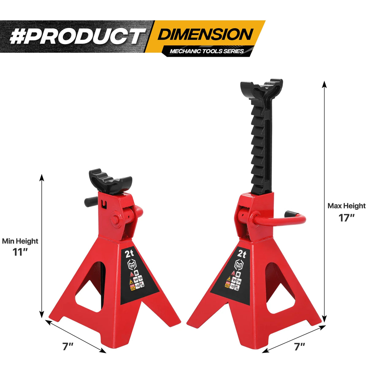 Magshion 3Pcs Heavy Duty Car Jack Set, 2 Ton Low Profile Floor Jack with 2 Jack Stand for Car Truck SUV, (4,400 lbs) Capacity, Red