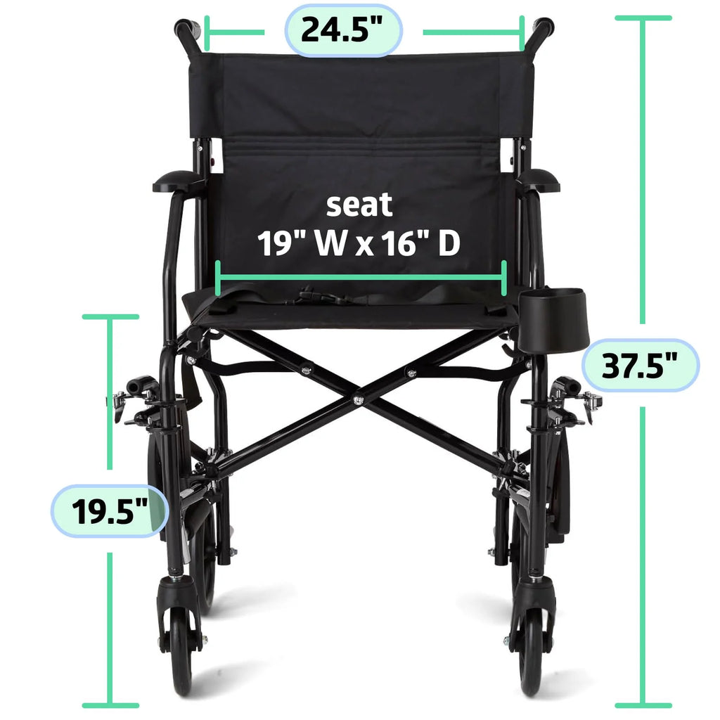 Medline Ultralight Transport Wheelchair Desk Length
